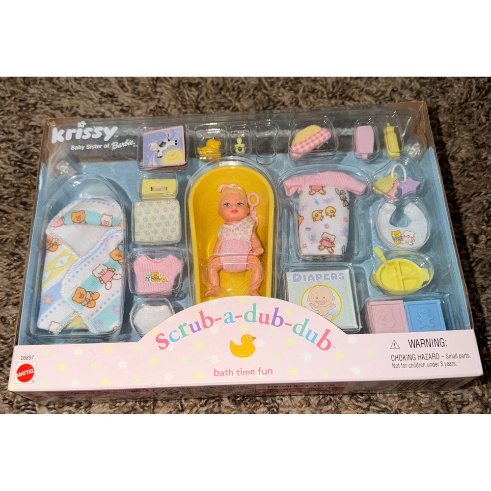 Mattel-Krissy (Barbie) Scrub-A-Dub Baby Playset (NWT) Vintage
